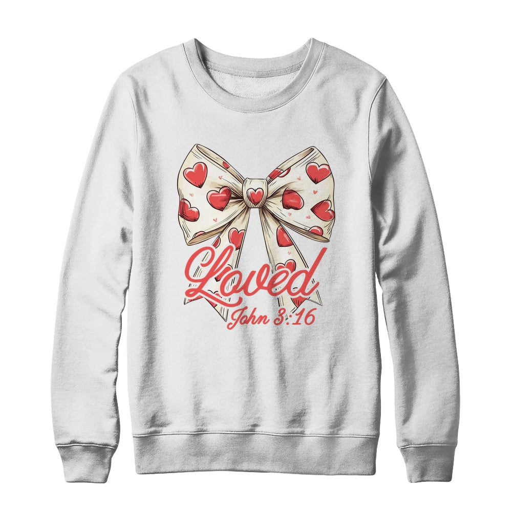 Christian Women Valentines Day Loved Retro John Bible Verse Shirt & Sweatshirt | siriusteestore