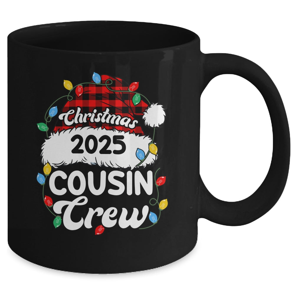 Christmas 2025 Cousin Crew Matching Xmas Lights Santa Hat Mug | siriusteestore