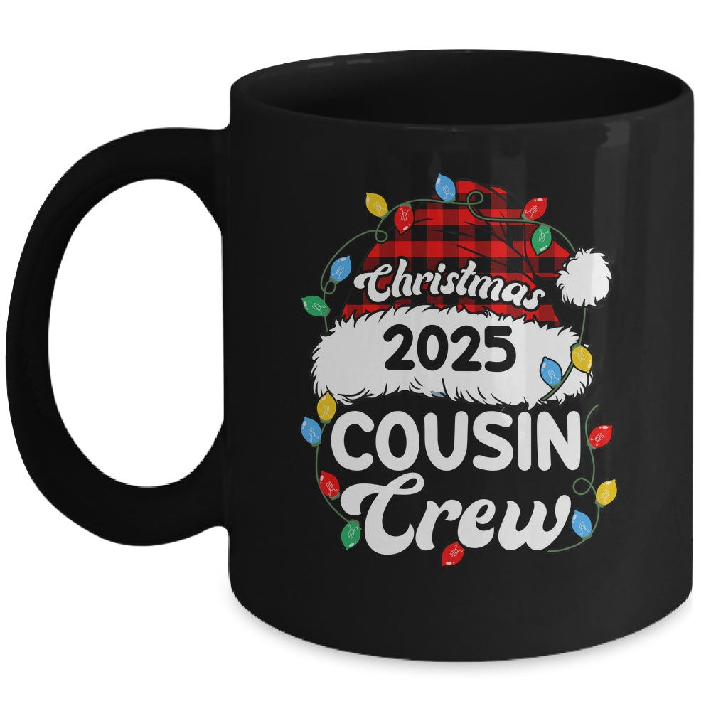 Christmas 2025 Cousin Crew Matching Xmas Lights Santa Hat Mug | siriusteestore
