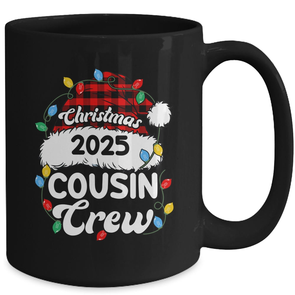 Christmas 2025 Cousin Crew Matching Xmas Lights Santa Hat Mug | siriusteestore