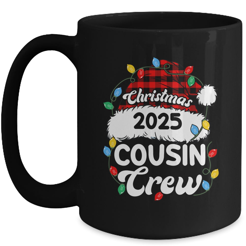 Christmas 2025 Cousin Crew Matching Xmas Lights Santa Hat Mug | siriusteestore