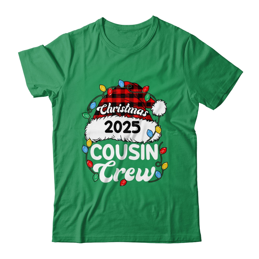 Christmas 2025 Cousin Crew Matching Xmas Lights Santa Hat Shirt & Sweatshirt | siriusteestore