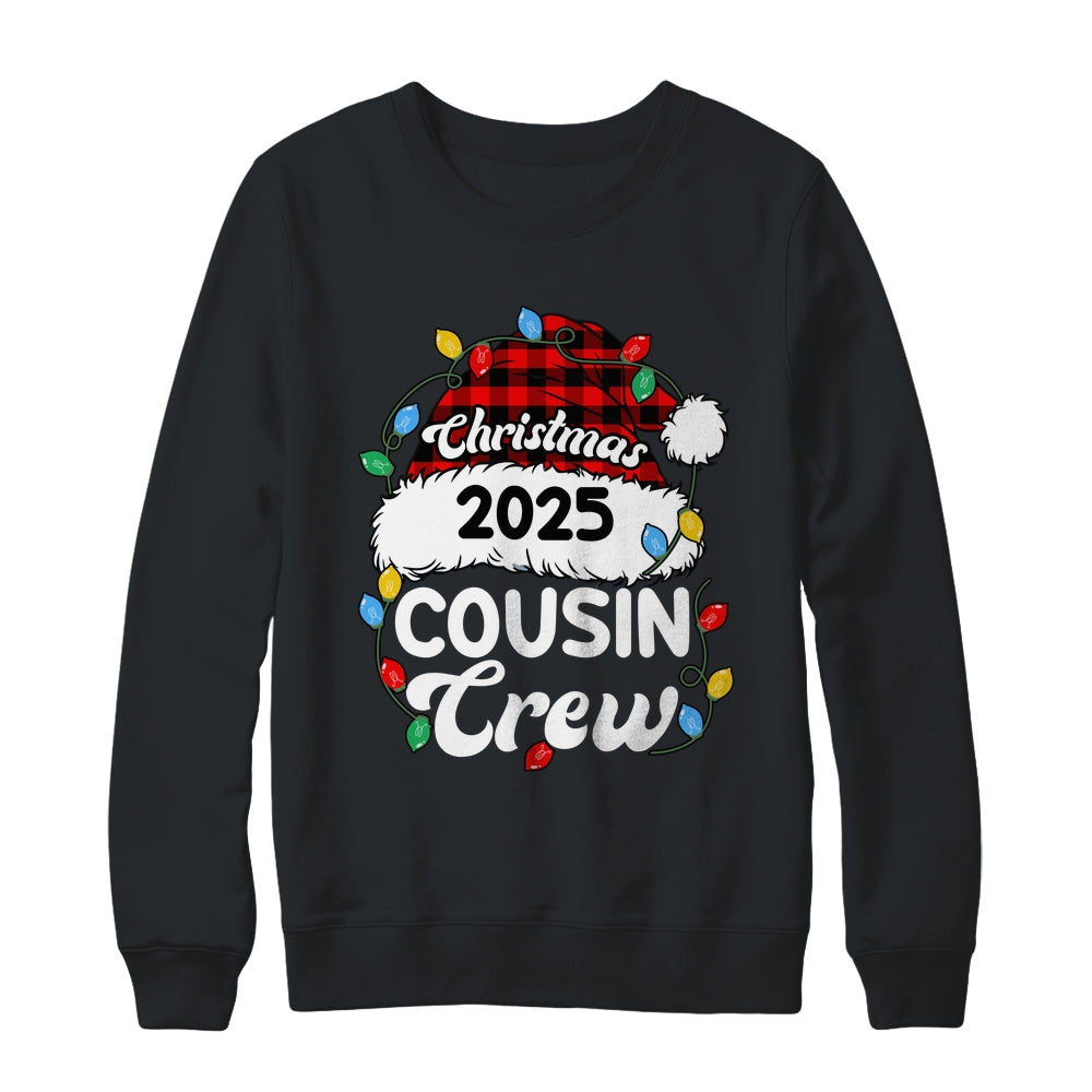 Christmas 2025 Cousin Crew Matching Xmas Lights Santa Hat Shirt & Sweatshirt | siriusteestore