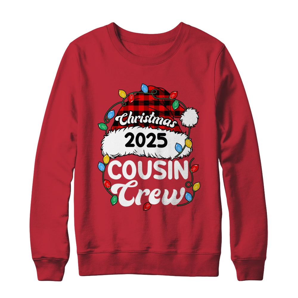 Christmas 2025 Cousin Crew Matching Xmas Lights Santa Hat Shirt & Sweatshirt | siriusteestore