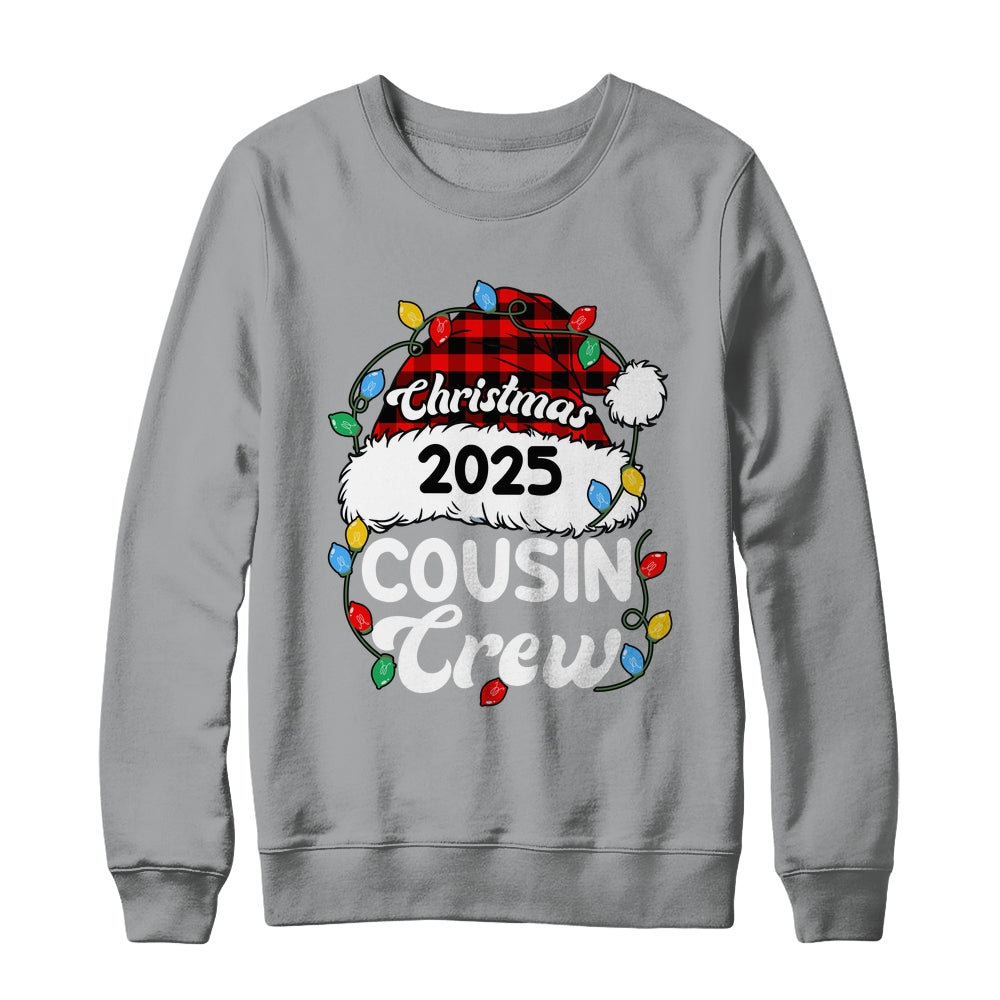 Christmas 2025 Cousin Crew Matching Xmas Lights Santa Hat Shirt & Sweatshirt | siriusteestore