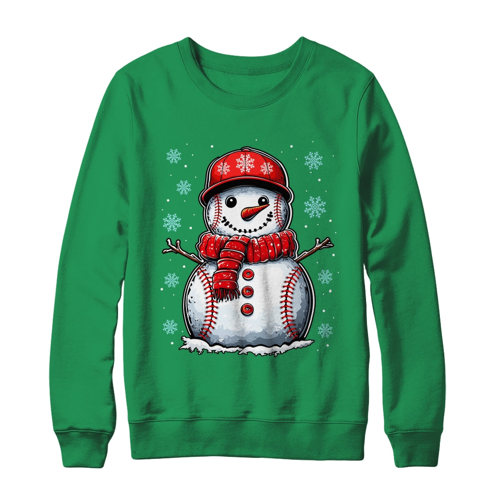 Christmas Baseball Snowman Boys Baseball Christmas Women Men Shirt & Sweatshirt | siriusteestore