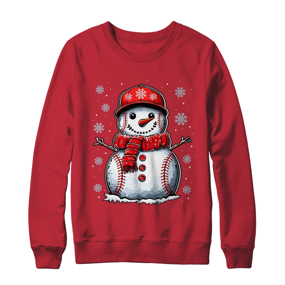 Christmas Baseball Snowman Boys Baseball Christmas Women Men Shirt & Sweatshirt | siriusteestore