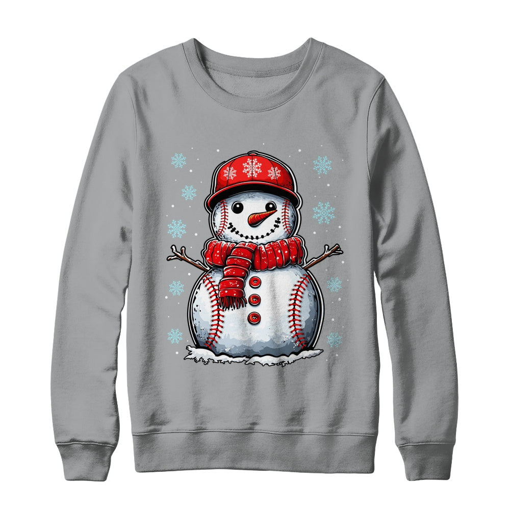 Christmas Baseball Snowman Boys Baseball Christmas Women Men Shirt & Sweatshirt | siriusteestore