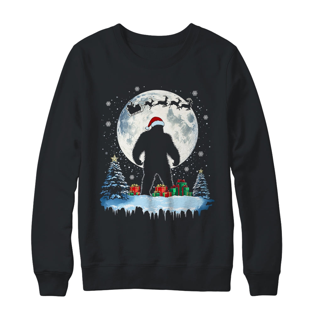 Christmas Bigfoot Santa Hat Tree Sleigh Moon Reindeer Snow Shirt & Sweatshirt | siriusteestore