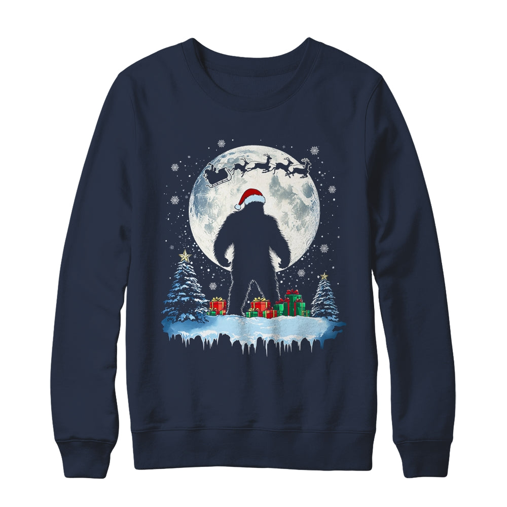 Christmas Bigfoot Santa Hat Tree Sleigh Moon Reindeer Snow Shirt & Sweatshirt | siriusteestore