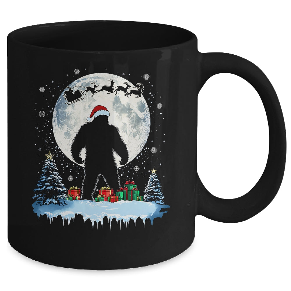 Christmas Bigfoot Santa Hat Tree Sleigh Moon Reindeer Snow Mug | siriusteestore