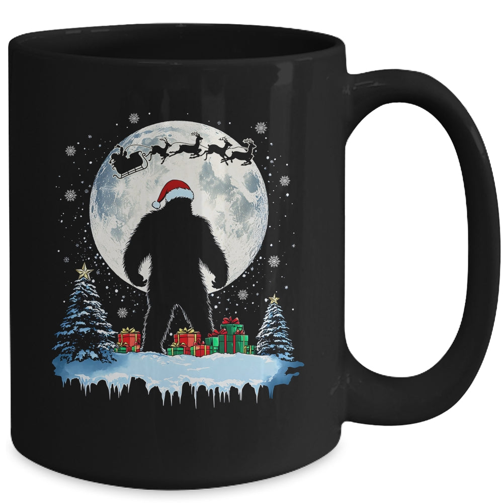 Christmas Bigfoot Santa Hat Tree Sleigh Moon Reindeer Snow Mug | siriusteestore