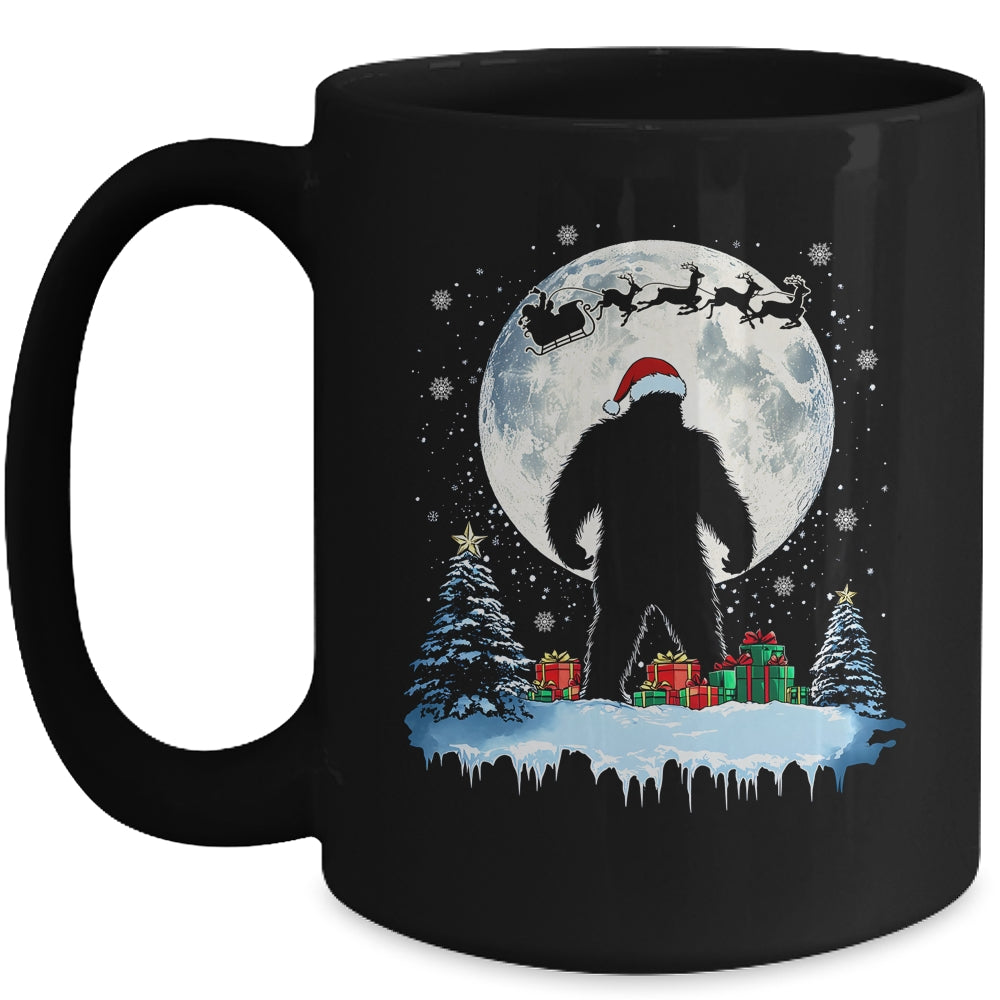 Christmas Bigfoot Santa Hat Tree Sleigh Moon Reindeer Snow Mug | siriusteestore