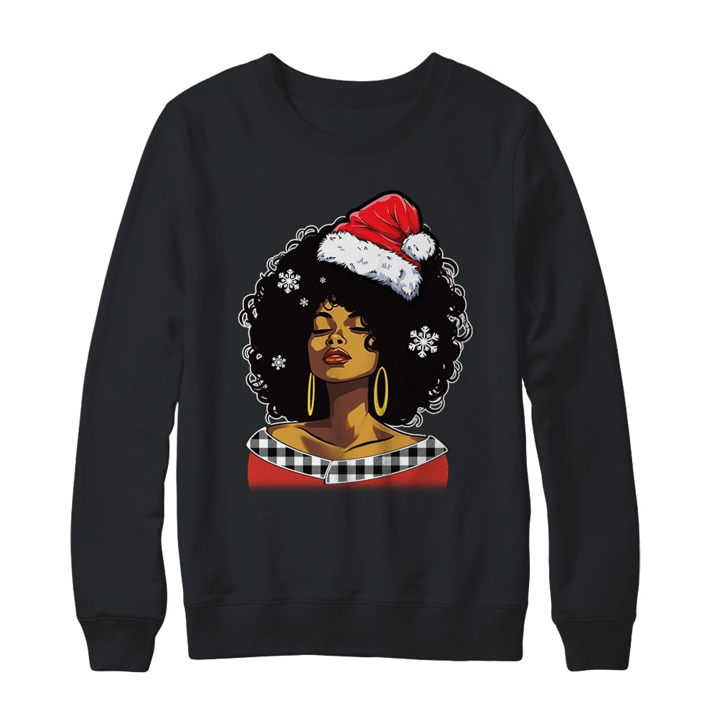 Christmas Black African American Santa Hat Xmas Afro Woman Shirt & Sweatshirt | siriusteestore