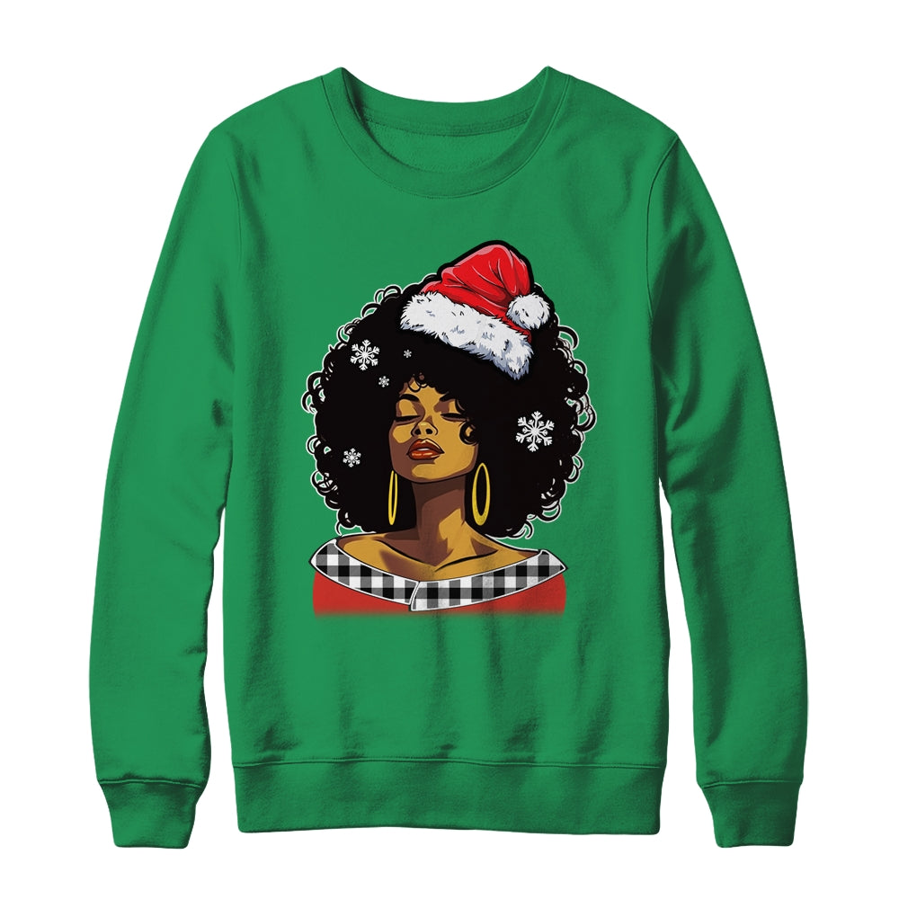 Christmas Black African American Santa Hat Xmas Afro Woman Shirt & Sweatshirt | siriusteestore