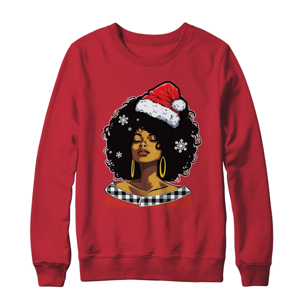 Christmas Black African American Santa Hat Xmas Afro Woman Shirt & Sweatshirt | siriusteestore