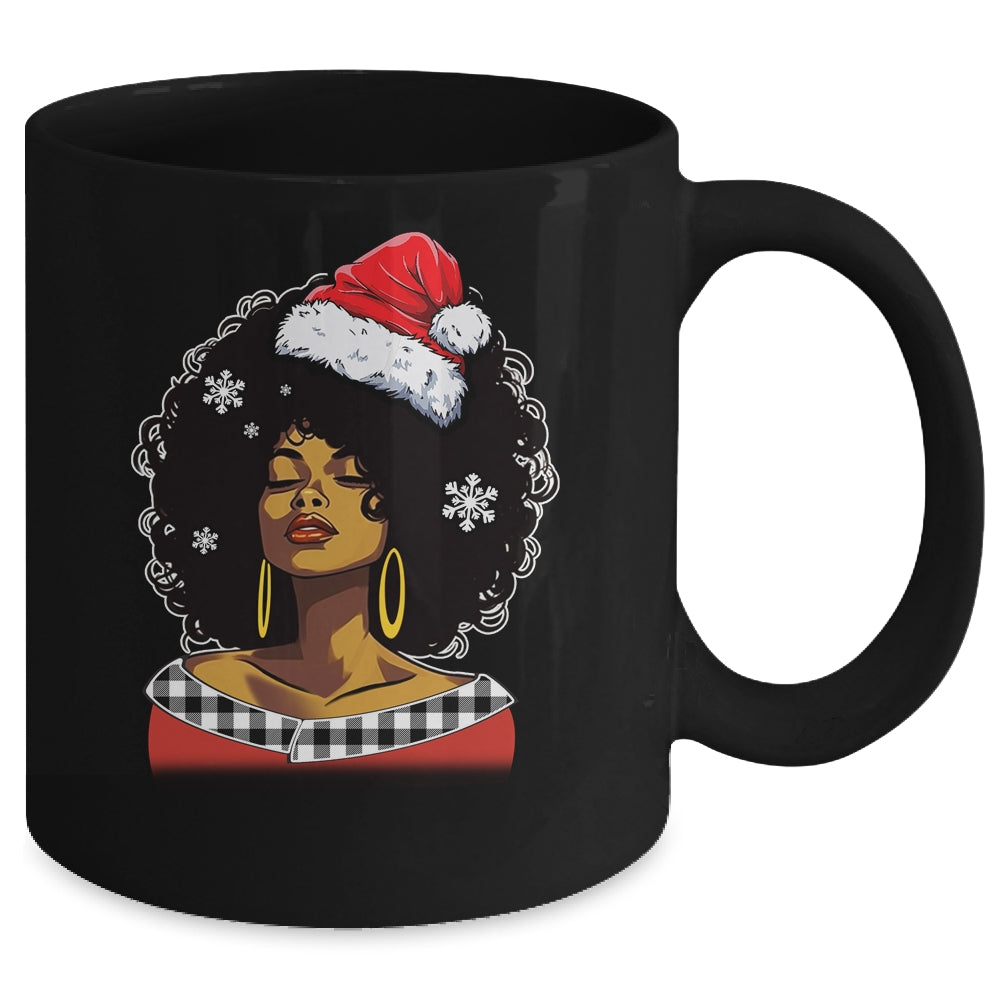 Christmas Black African American Santa Hat Xmas Afro Woman Mug | siriusteestore