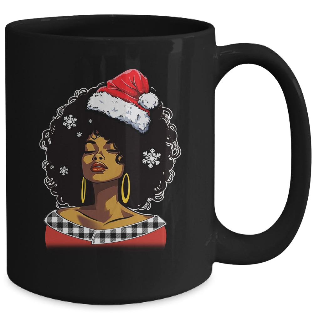 Christmas Black African American Santa Hat Xmas Afro Woman Mug | siriusteestore