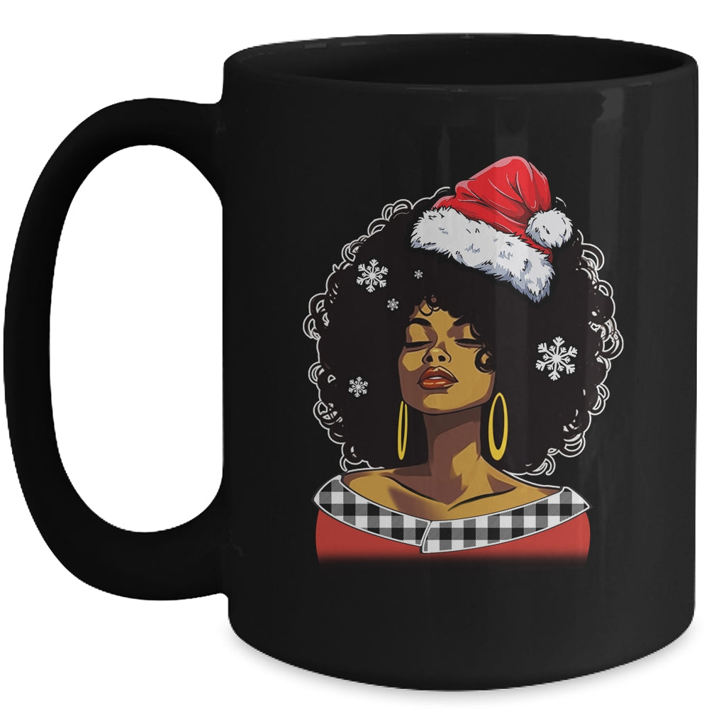 Christmas Black African American Santa Hat Xmas Afro Woman Mug | siriusteestore
