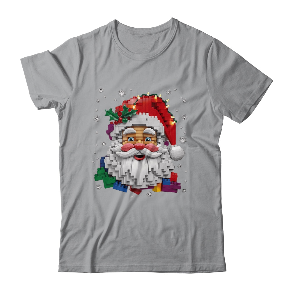 Christmas Builder Block Brick Building Santa Face Mens Boys Shirt & Sweatshirt | siriusteestore