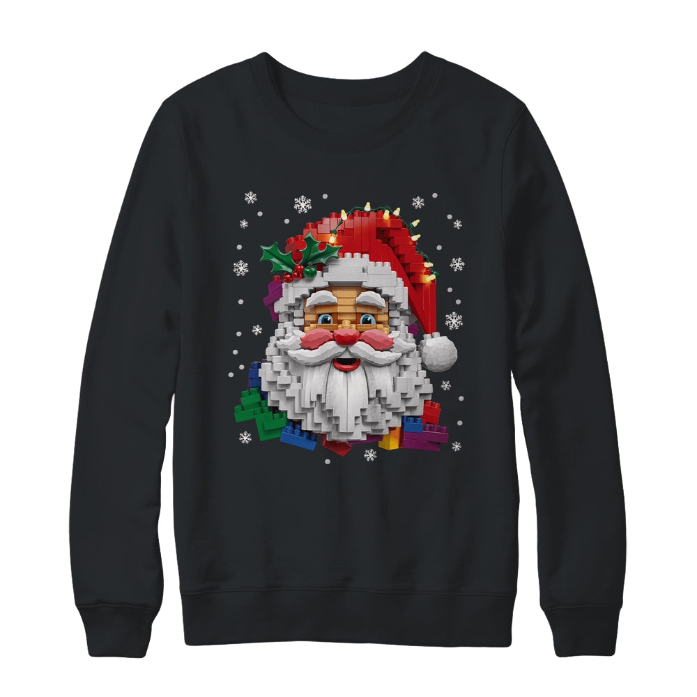 Christmas Builder Block Brick Building Santa Face Mens Boys Shirt & Sweatshirt | siriusteestore