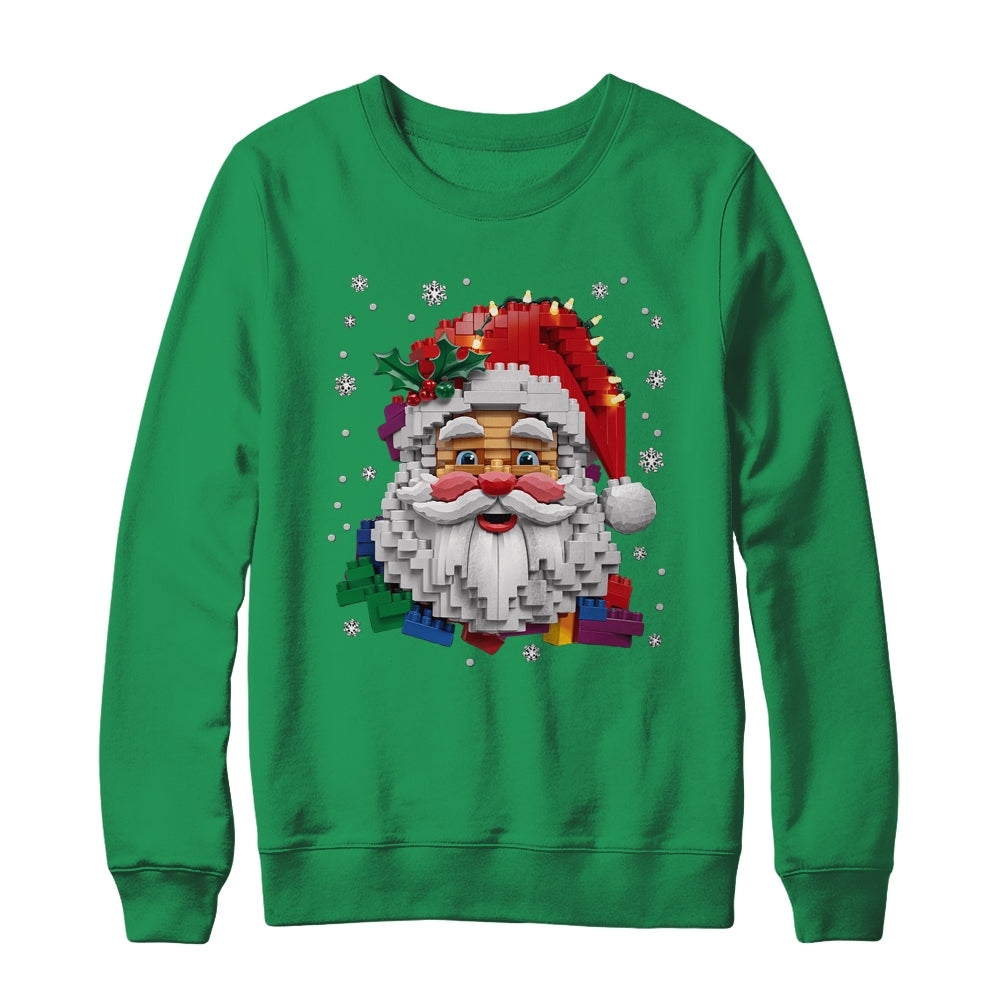 Christmas Builder Block Brick Building Santa Face Mens Boys Shirt & Sweatshirt | siriusteestore