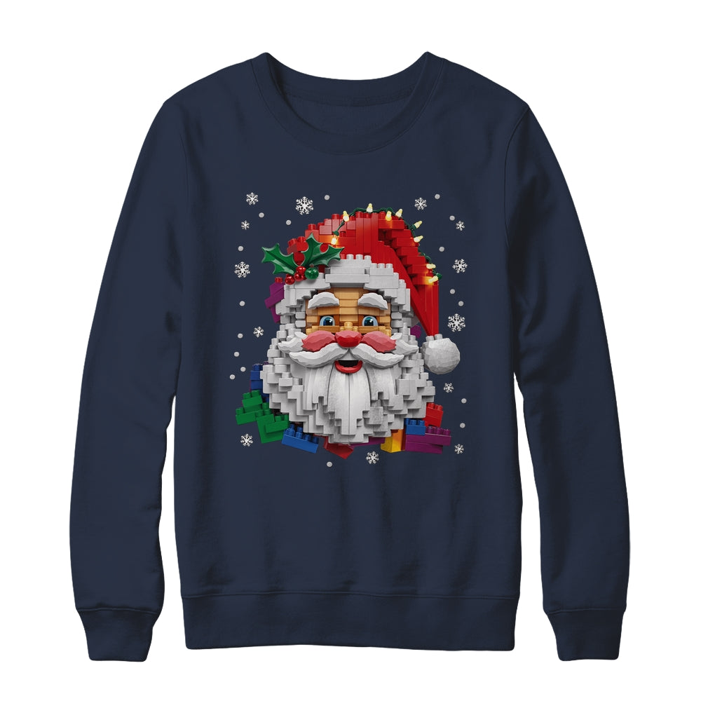 Christmas Builder Block Brick Building Santa Face Mens Boys Shirt & Sweatshirt | siriusteestore