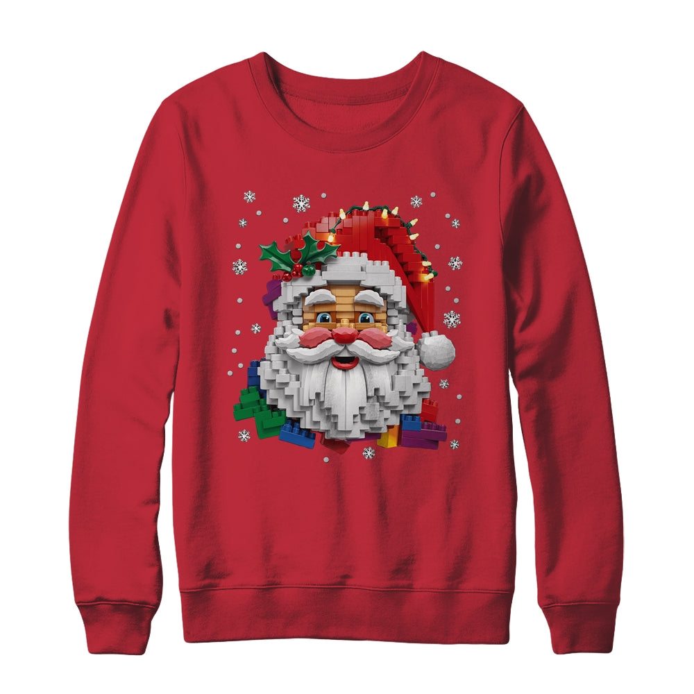 Christmas Builder Block Brick Building Santa Face Mens Boys Shirt & Sweatshirt | siriusteestore