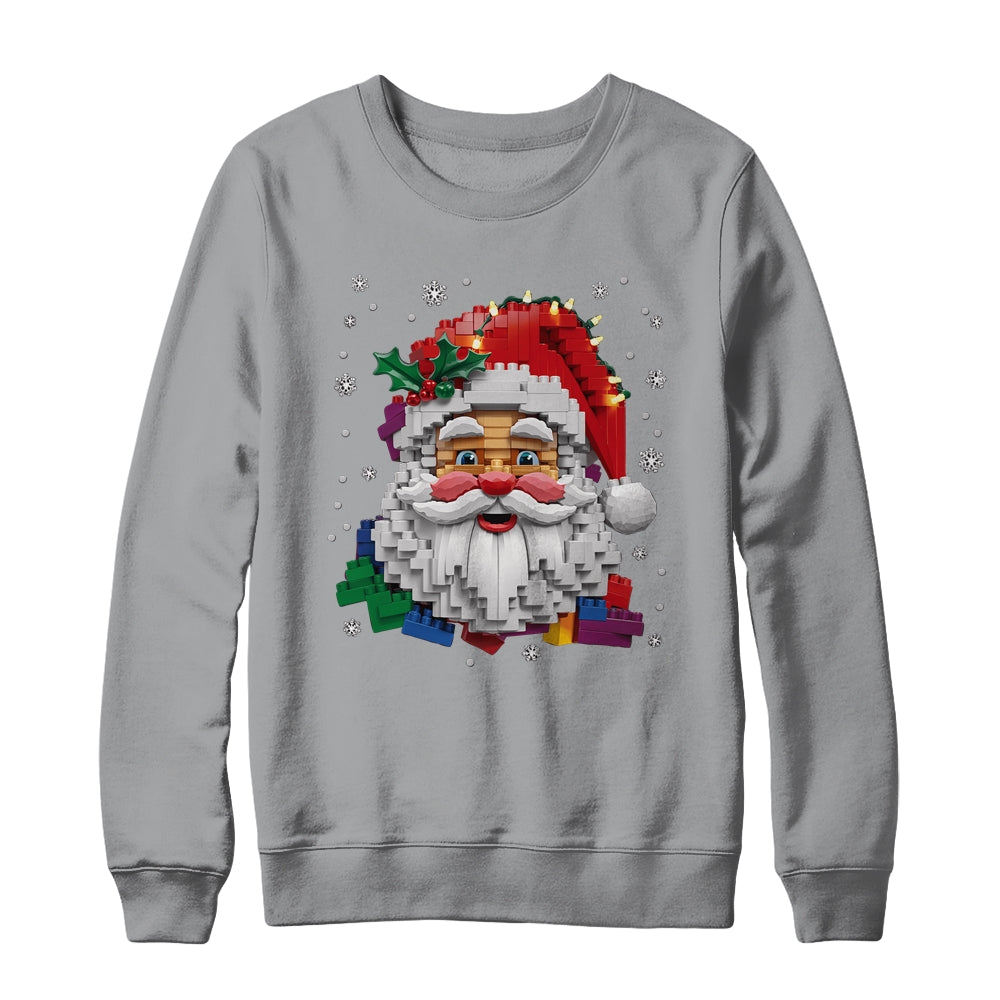 Christmas Builder Block Brick Building Santa Face Mens Boys Shirt & Sweatshirt | siriusteestore
