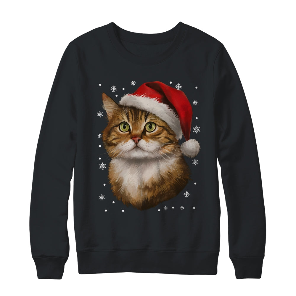 Christmas Cat Snow Xmas Graphic Cute Cat Lover Men Women Shirt & Sweatshirt | siriusteestore