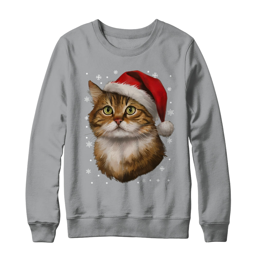 Christmas Cat Snow Xmas Graphic Cute Cat Lover Men Women Shirt & Sweatshirt | siriusteestore