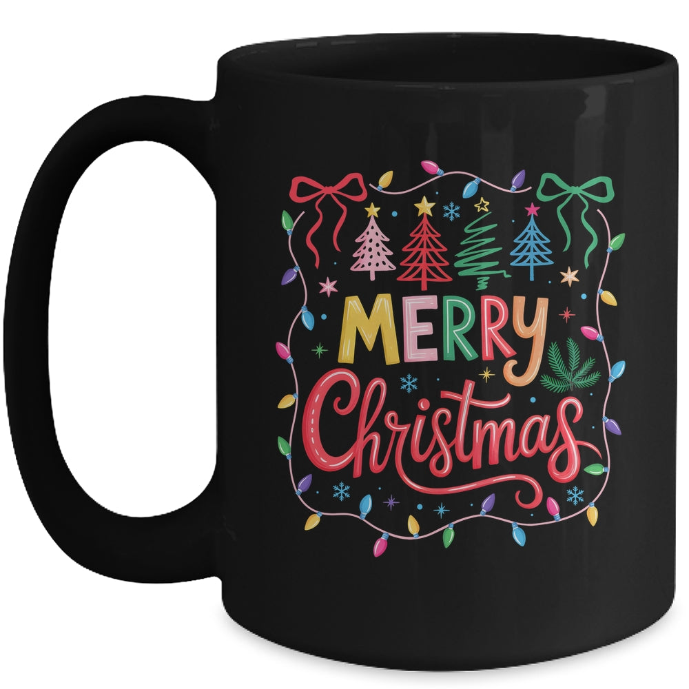 Christmas Coquette Bow Merry Christmas Tree Women Girls Mug | siriusteestore