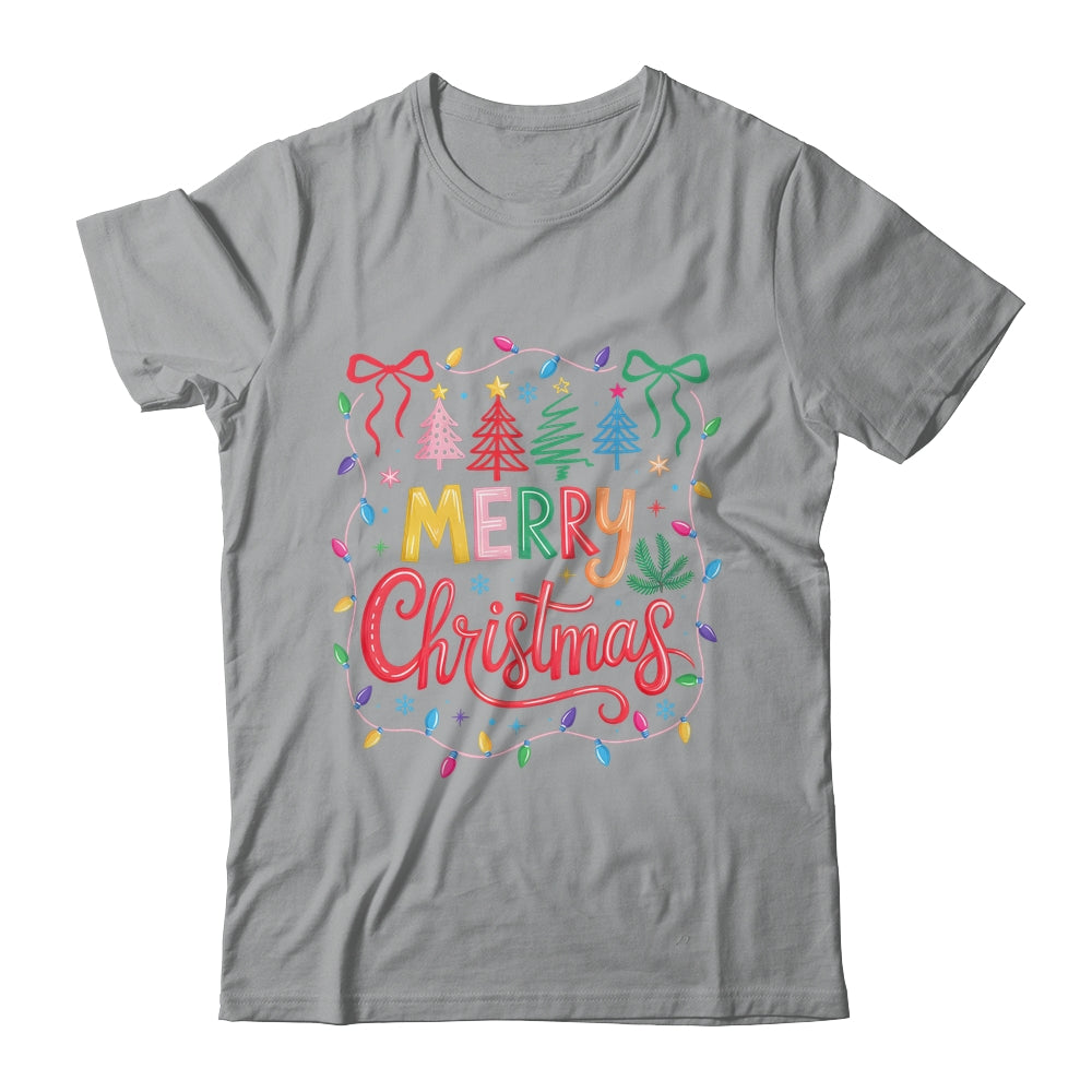 Christmas Coquette Bow Merry Christmas Tree Women Girls Shirt & Sweatshirt | siriusteestore
