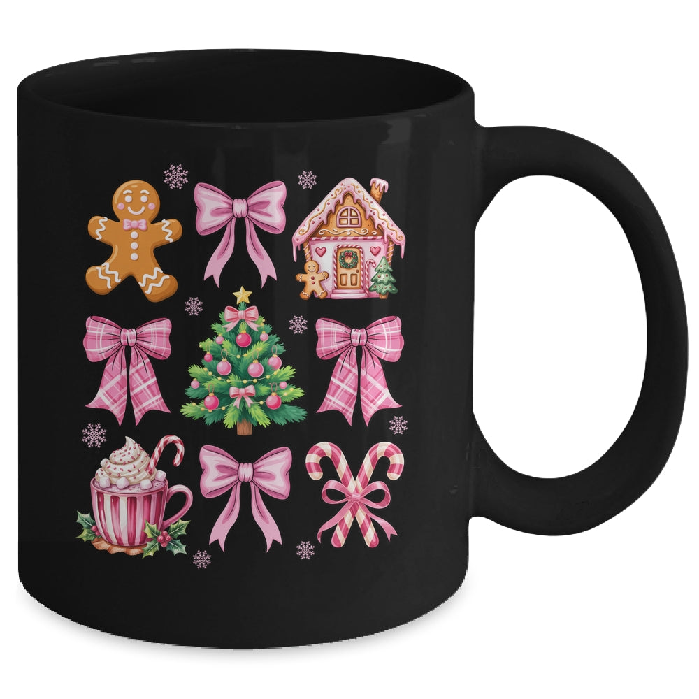 Christmas Coquette Bow Pink Gingerbread Xmas Girls Holiday Mug | siriusteestore