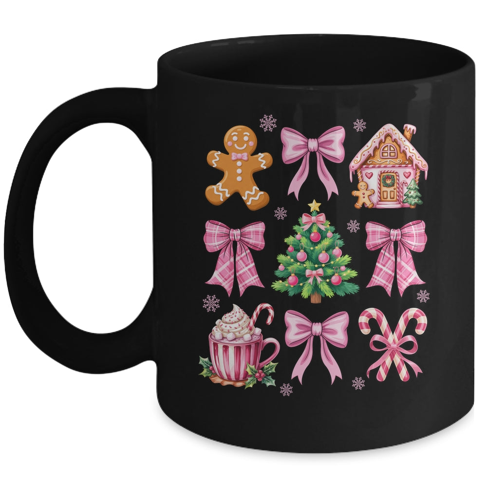 Christmas Coquette Bow Pink Gingerbread Xmas Girls Holiday Mug | siriusteestore