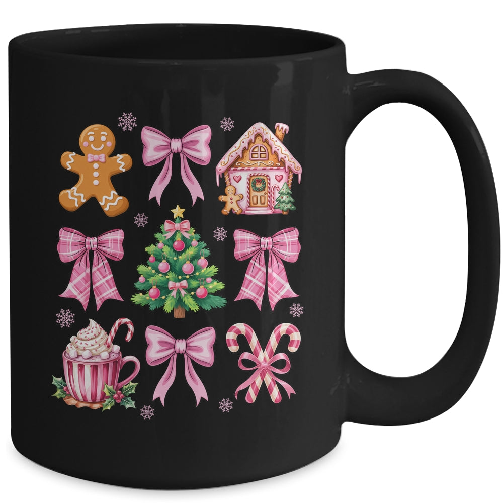 Christmas Coquette Bow Pink Gingerbread Xmas Girls Holiday Mug | siriusteestore