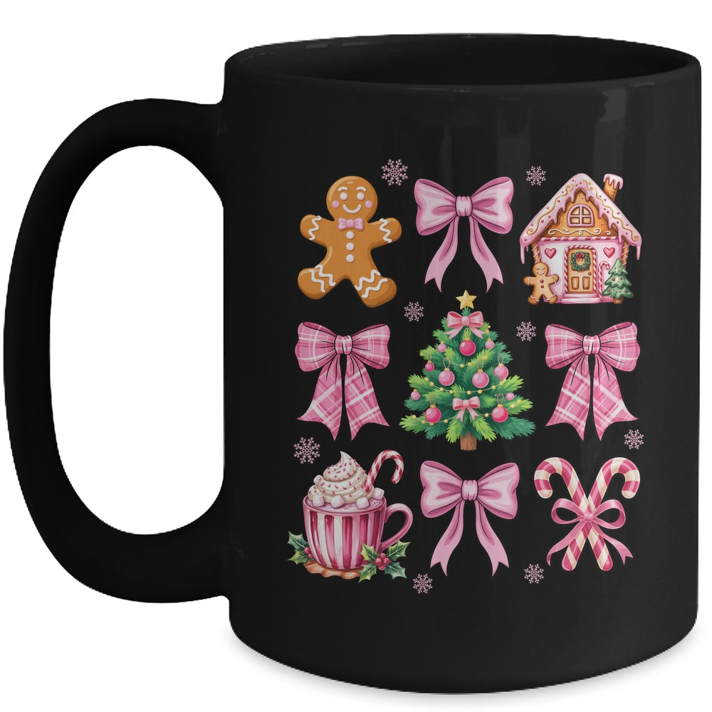 Christmas Coquette Bow Pink Gingerbread Xmas Girls Holiday Mug | siriusteestore