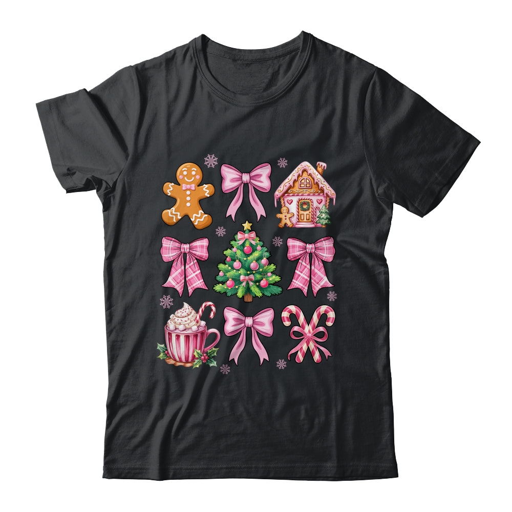 Christmas Coquette Bow Pink Gingerbread Xmas Girls Holiday Shirt & Sweatshirt | siriusteestore