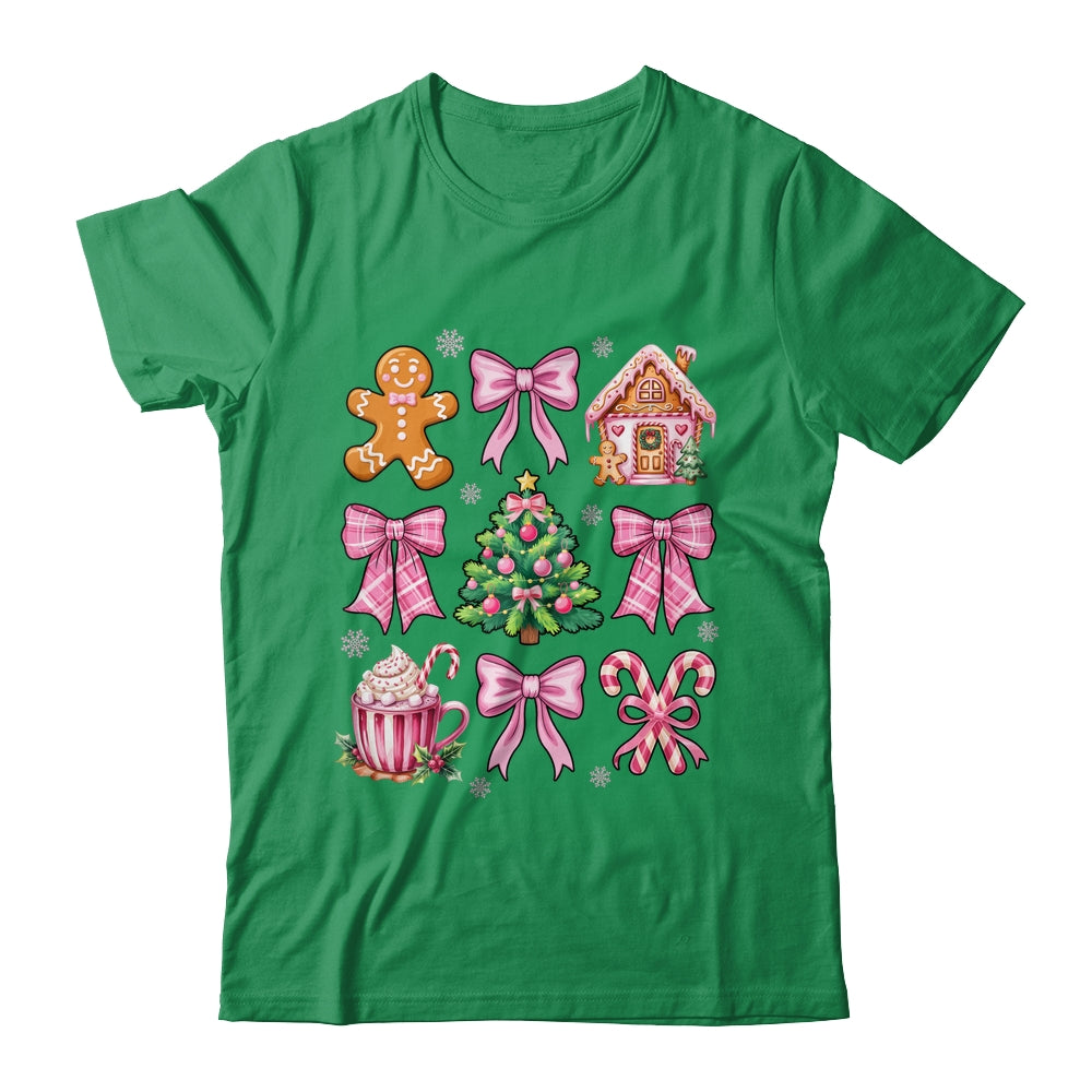Christmas Coquette Bow Pink Gingerbread Xmas Girls Holiday Shirt & Sweatshirt | siriusteestore