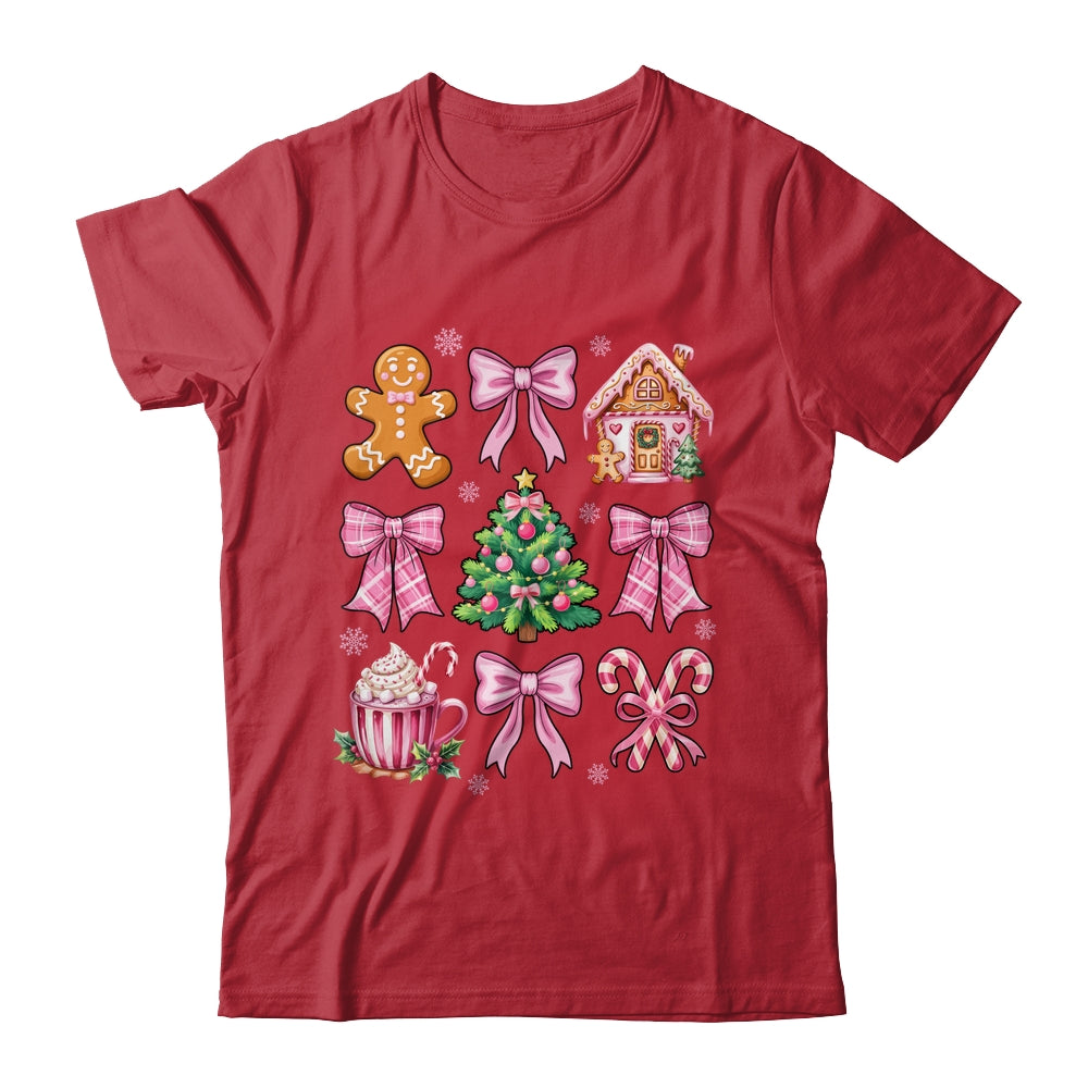 Christmas Coquette Bow Pink Gingerbread Xmas Girls Holiday Shirt & Sweatshirt | siriusteestore