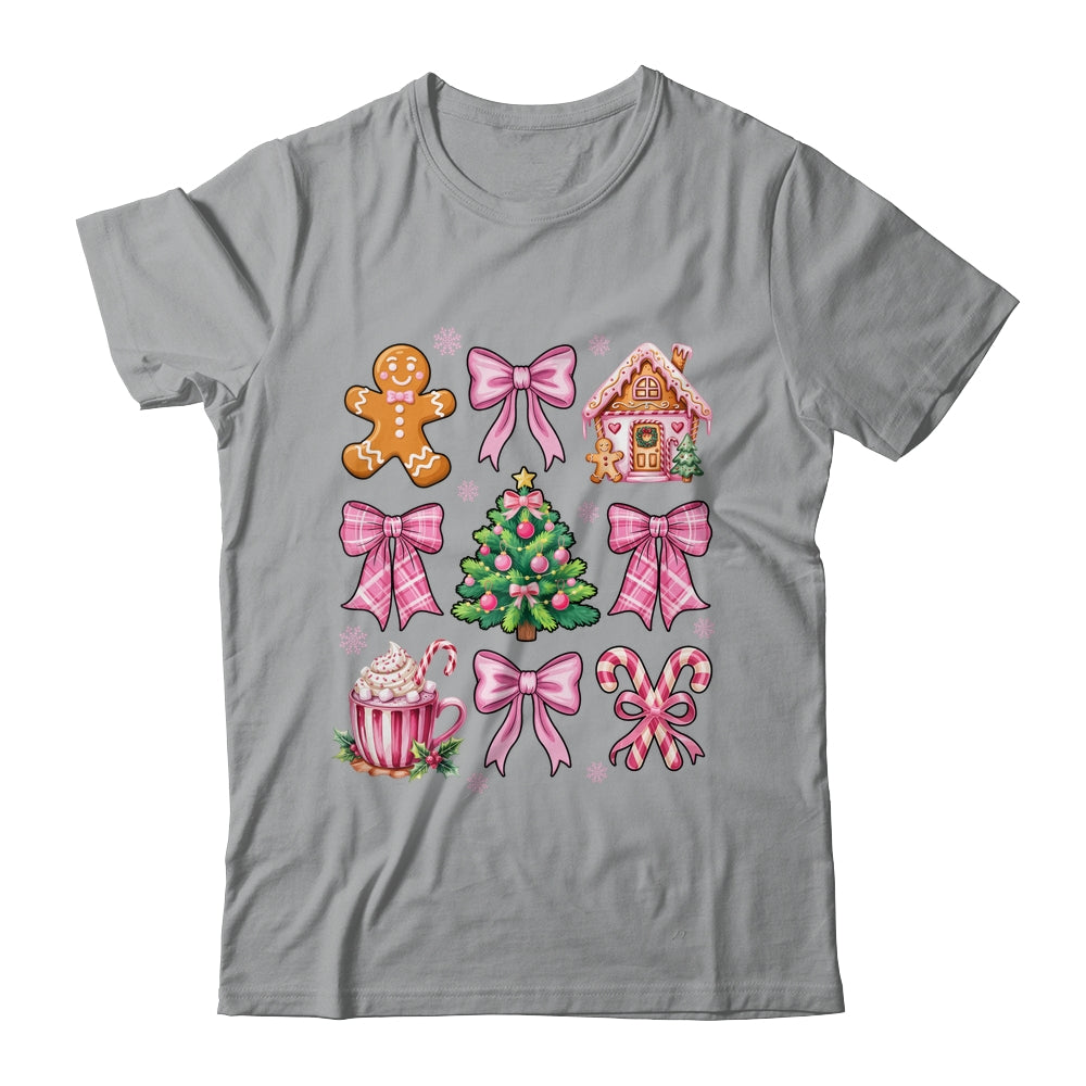 Christmas Coquette Bow Pink Gingerbread Xmas Girls Holiday Shirt & Sweatshirt | siriusteestore