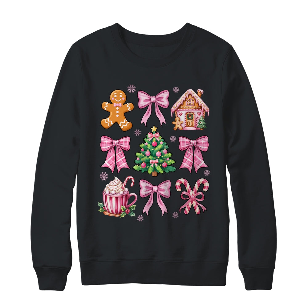 Christmas Coquette Bow Pink Gingerbread Xmas Girls Holiday Shirt & Sweatshirt | siriusteestore