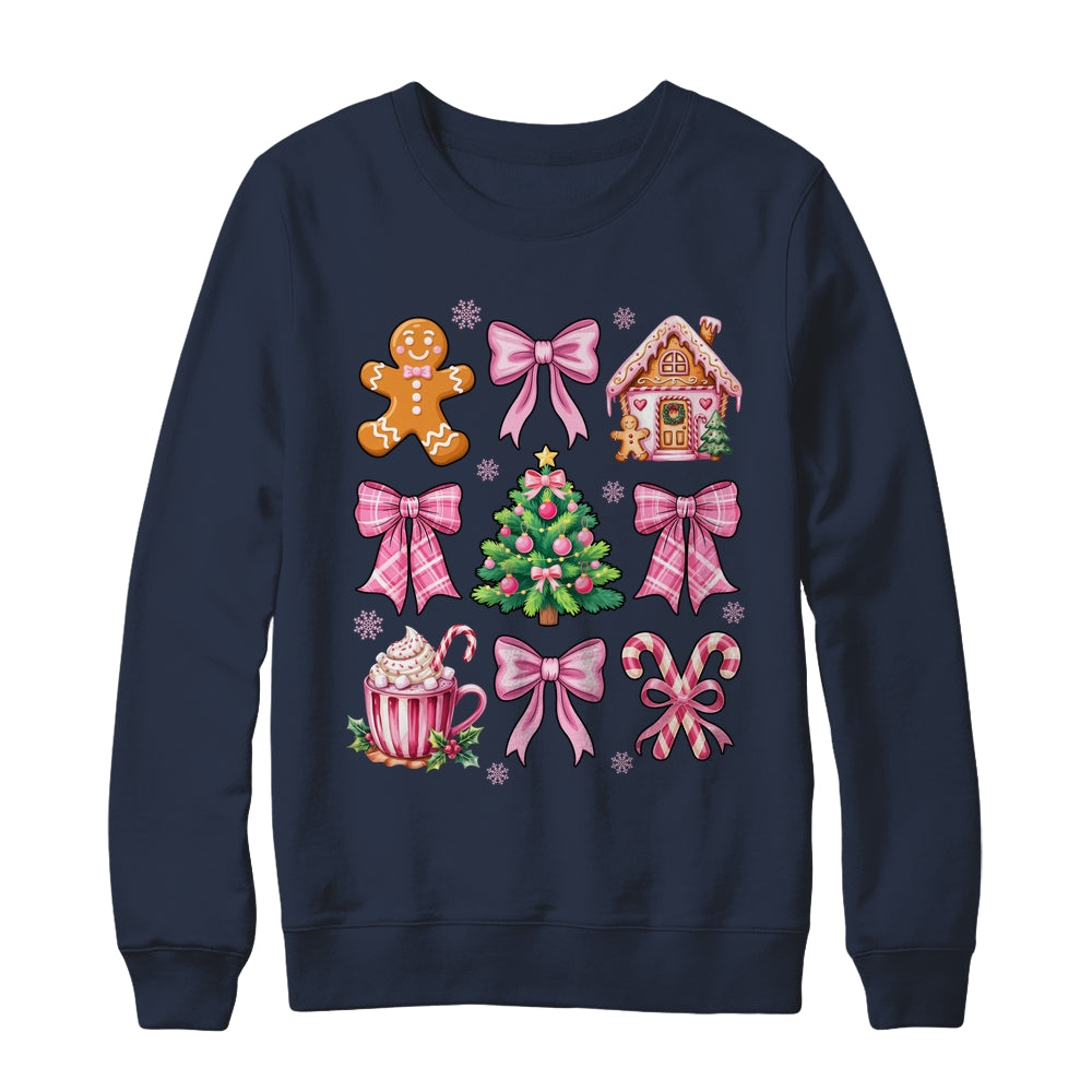 Christmas Coquette Bow Pink Gingerbread Xmas Girls Holiday Shirt & Sweatshirt | siriusteestore