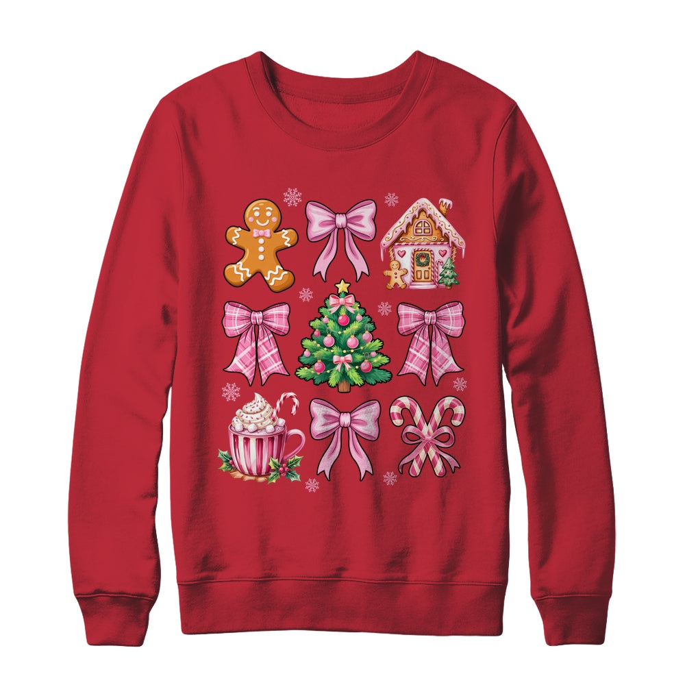 Christmas Coquette Bow Pink Gingerbread Xmas Girls Holiday Shirt & Sweatshirt | siriusteestore
