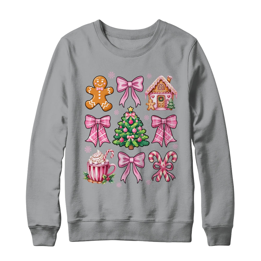 Christmas Coquette Bow Pink Gingerbread Xmas Girls Holiday Shirt & Sweatshirt | siriusteestore