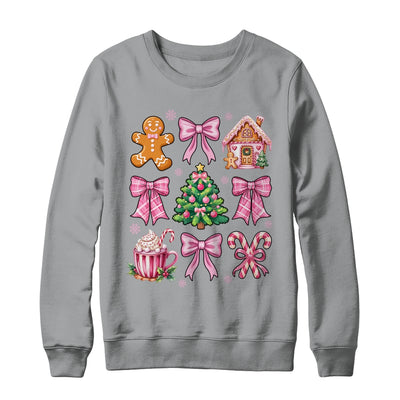 Christmas Coquette Bow Pink Gingerbread Xmas Girls Holiday Shirt & Sweatshirt | siriusteestore