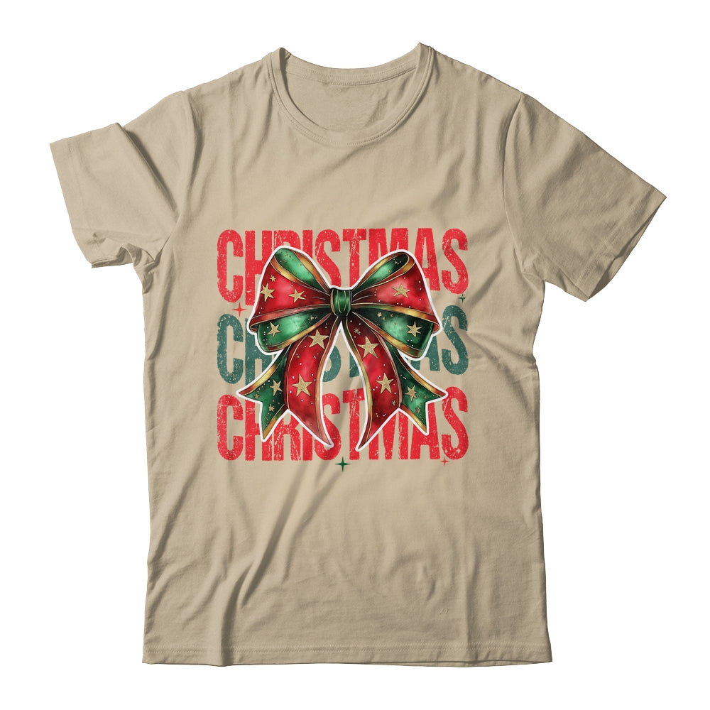 Christmas Coquette Bow Retro Christmas Season Girls Women Shirt & Sweatshirt | siriusteestore