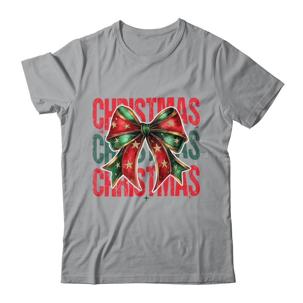 Christmas Coquette Bow Retro Christmas Season Girls Women Shirt & Sweatshirt | siriusteestore