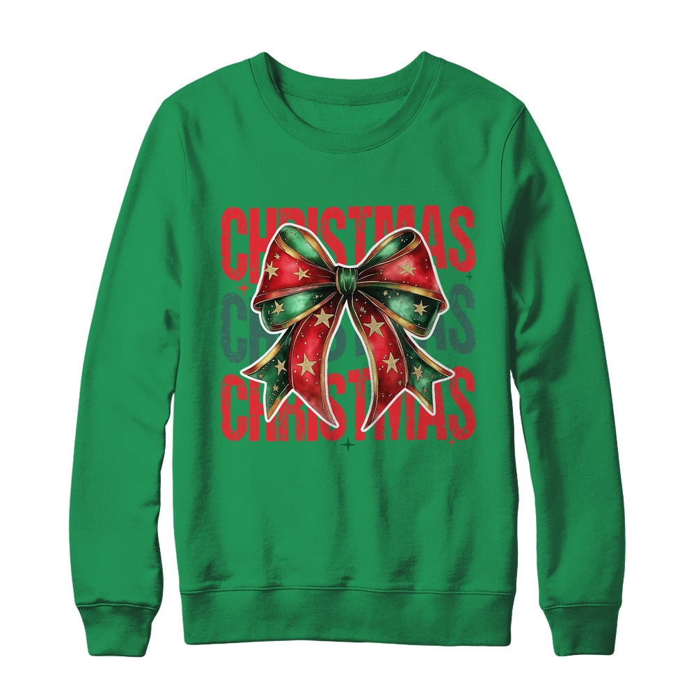 Christmas Coquette Bow Retro Christmas Season Girls Women Shirt & Sweatshirt | siriusteestore
