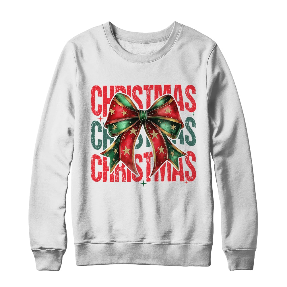 Christmas Coquette Bow Retro Christmas Season Girls Women Shirt & Sweatshirt | siriusteestore